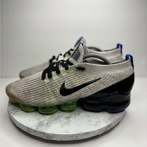 Size 10.5- Nike Air VaporMax Flyknit 3 in the "Vast Grey/Black/Dark Stucco/Volt